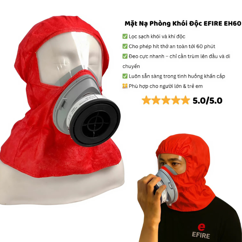 mặt nạ phòng chống khói độc, mặt nạ thoát hiểm eh60